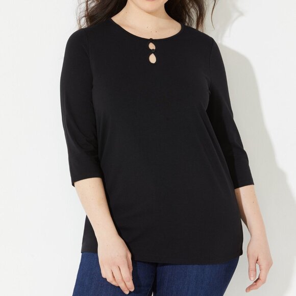 NEW - Catherines Suprema® Teardrop Tee - Black 4X - Picture 1 of 7